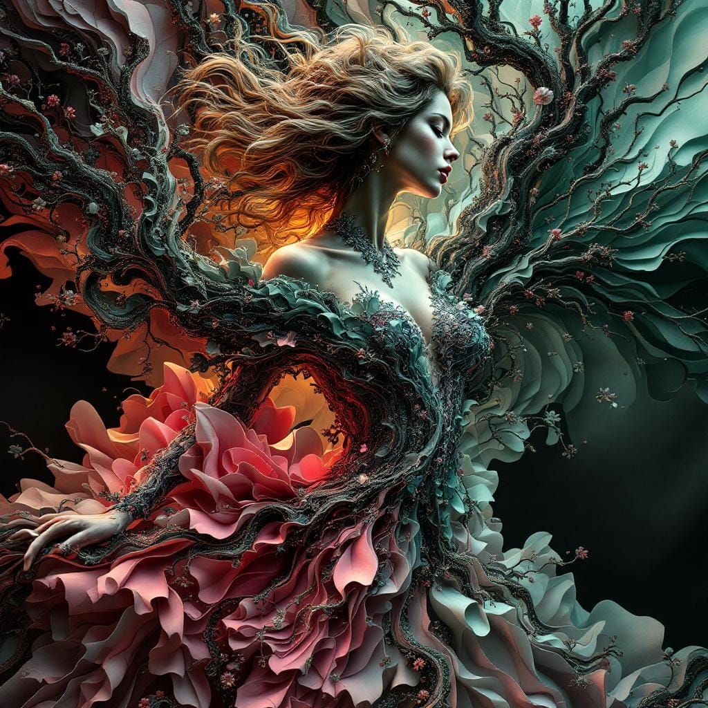 Doppler Effect Dress in Fractal Rococo Style