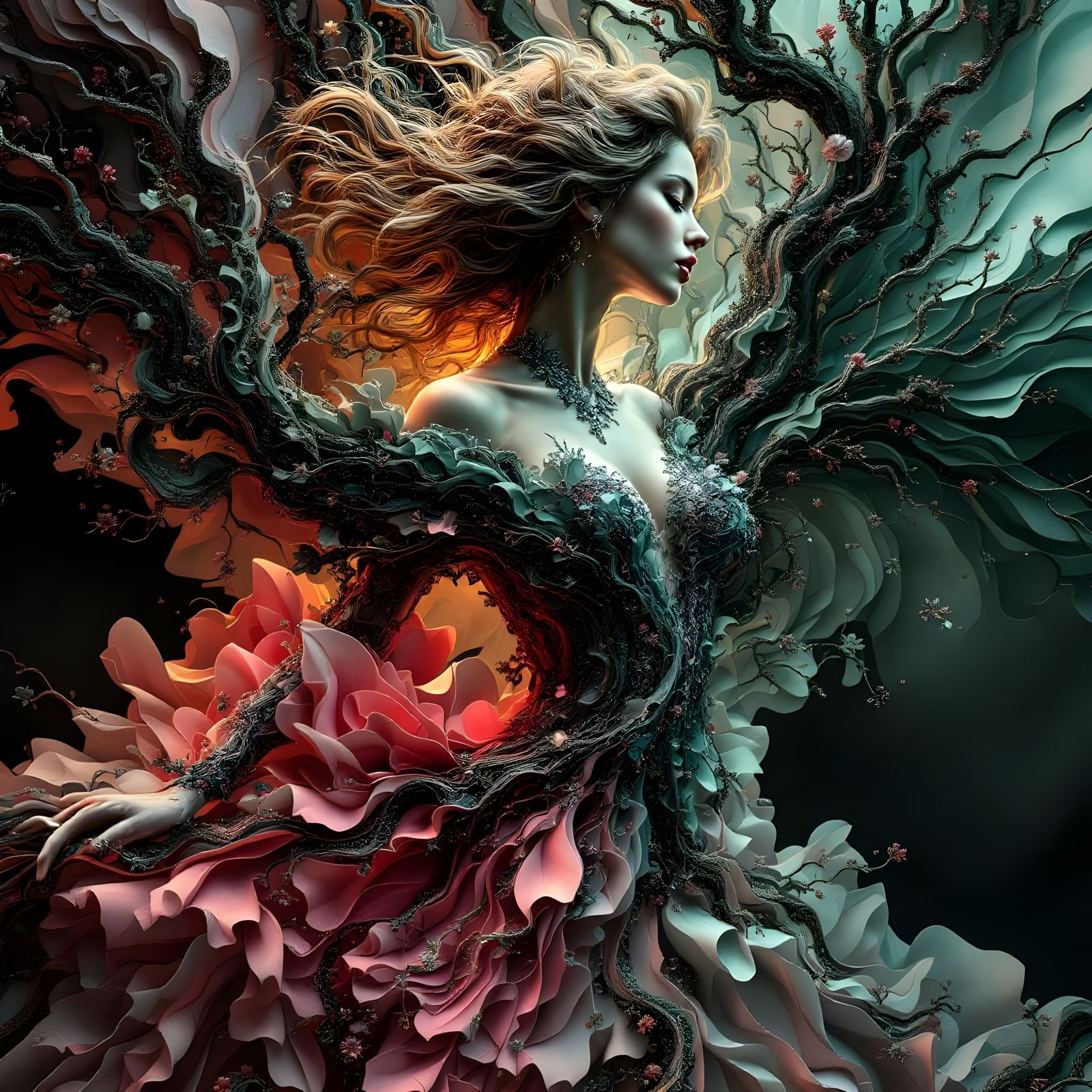 Doppler Effect Dress in Fractal Rococo Style