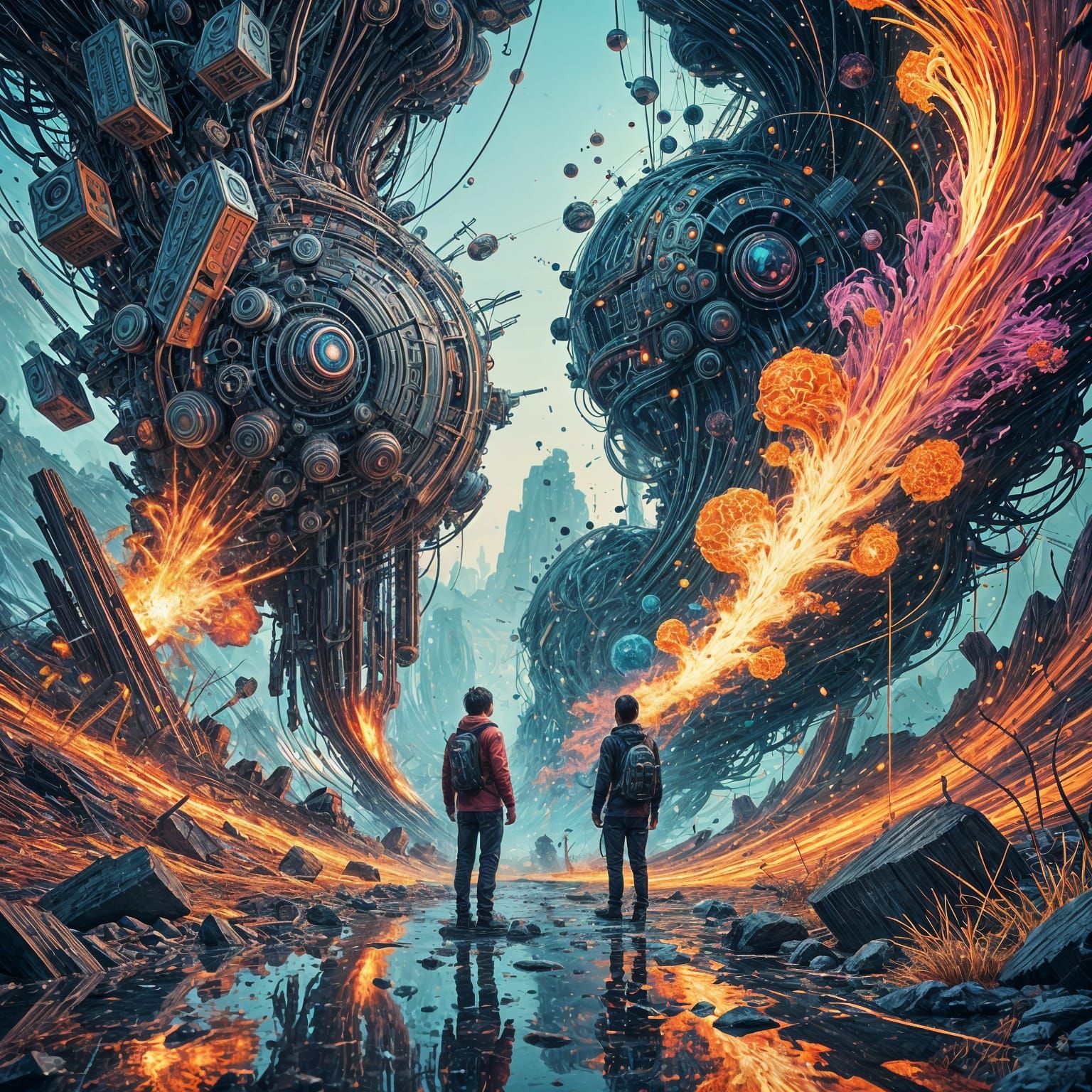 Vibrant Figure Lost in Cosmic Dance