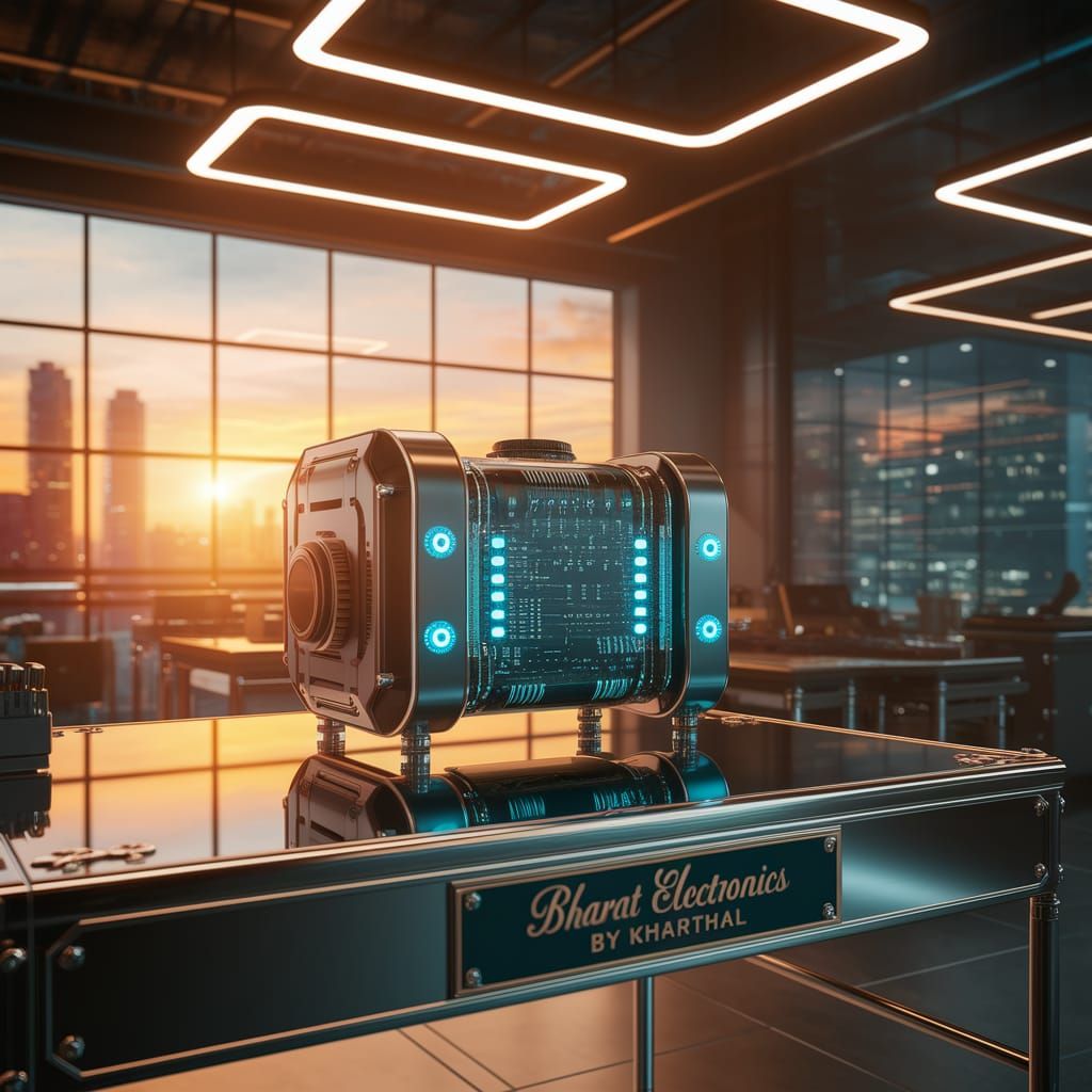 Futuristic Bharat Electronics Device at Sunset
