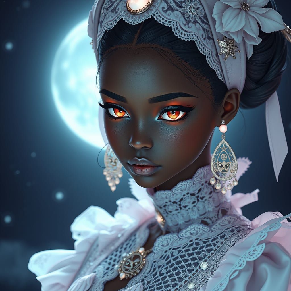 Ethereal Pastel Goth Goddess Radiates Mystical Intensity