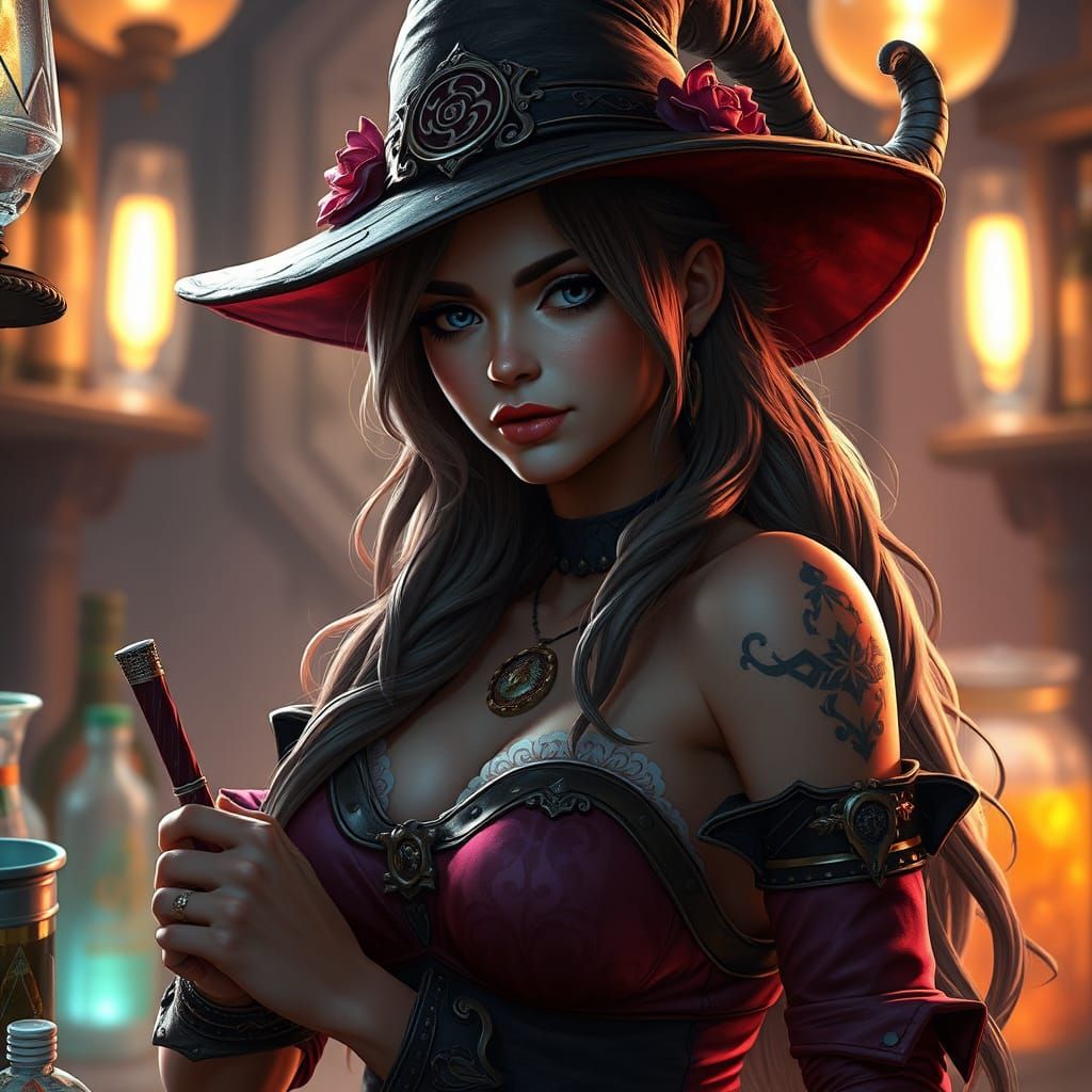 Fantastical Witch in Deep Colorful World