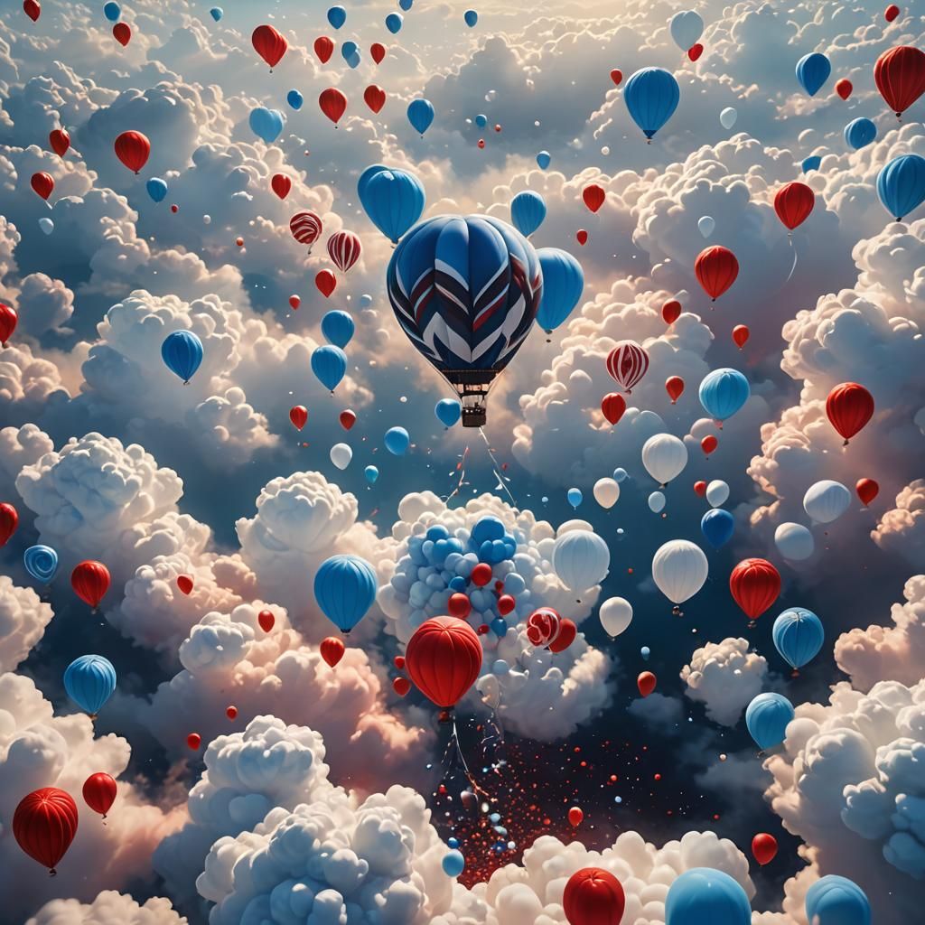 Fantasy Balloons Floating in a Dreamlike Sky