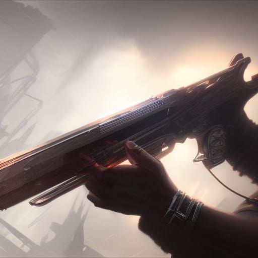 Chrome Spear Gun in Dark Fantasy Style