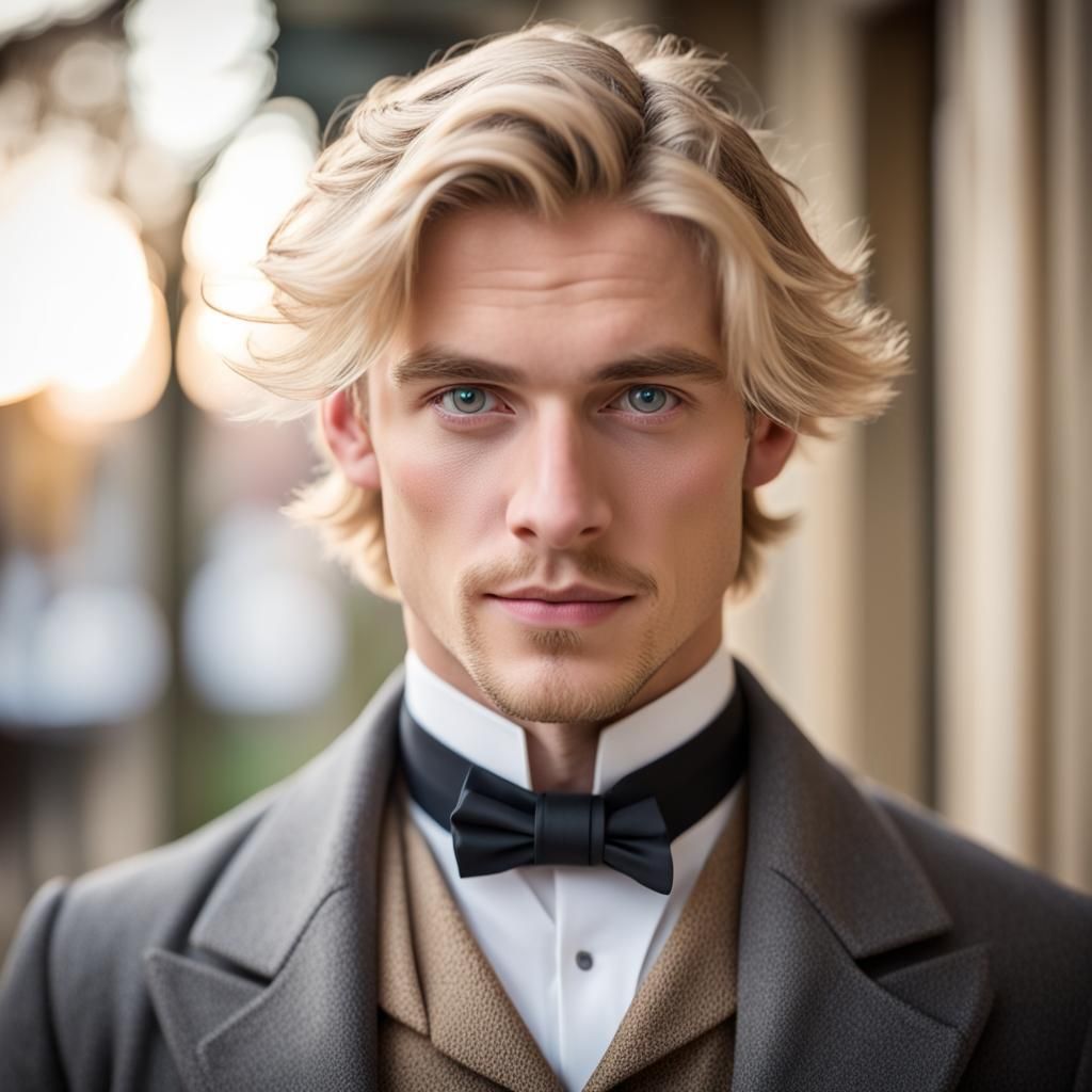 Victorian Man Portrait with Bokeh and Natural Light