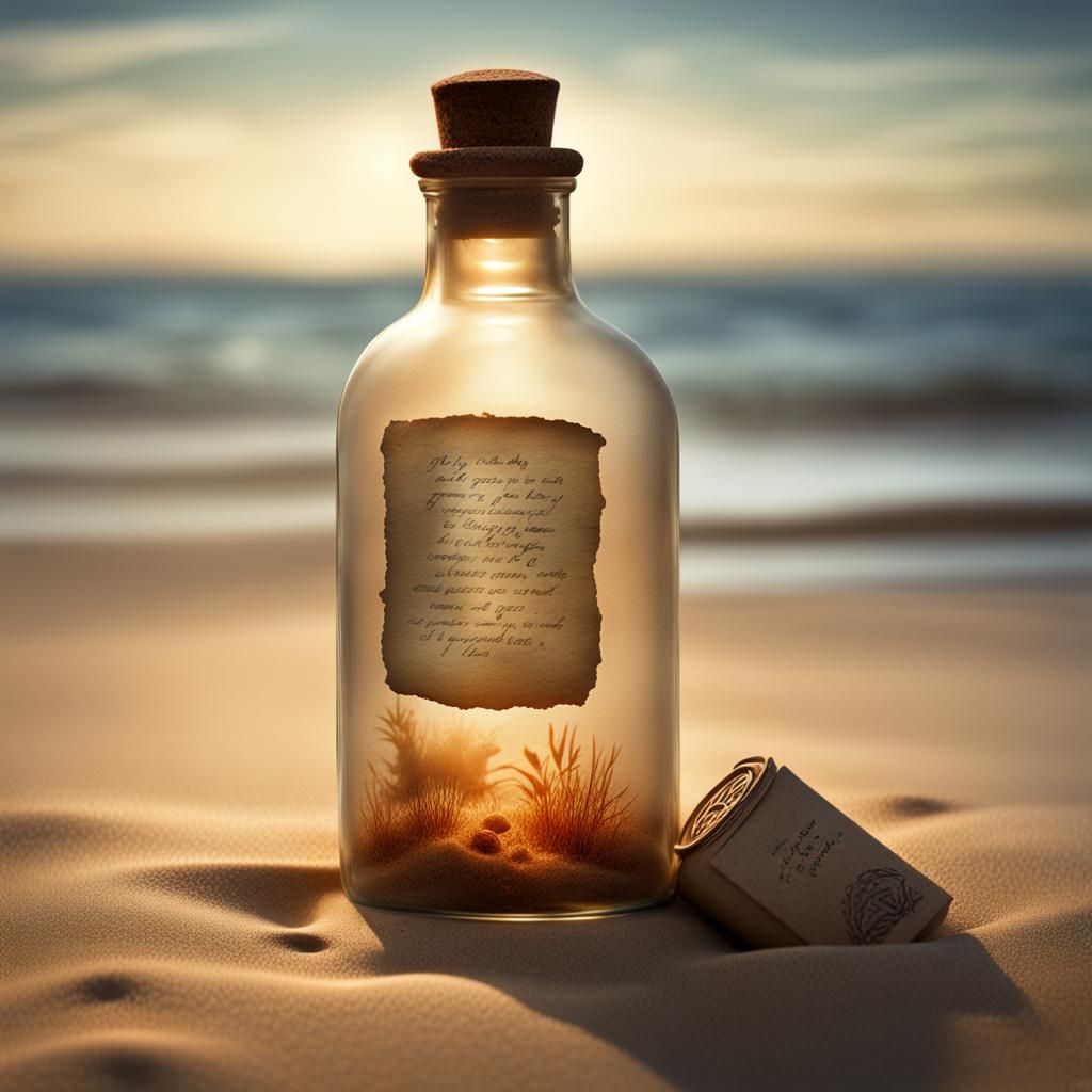 Message in a Bottle on a Tranquil Beach