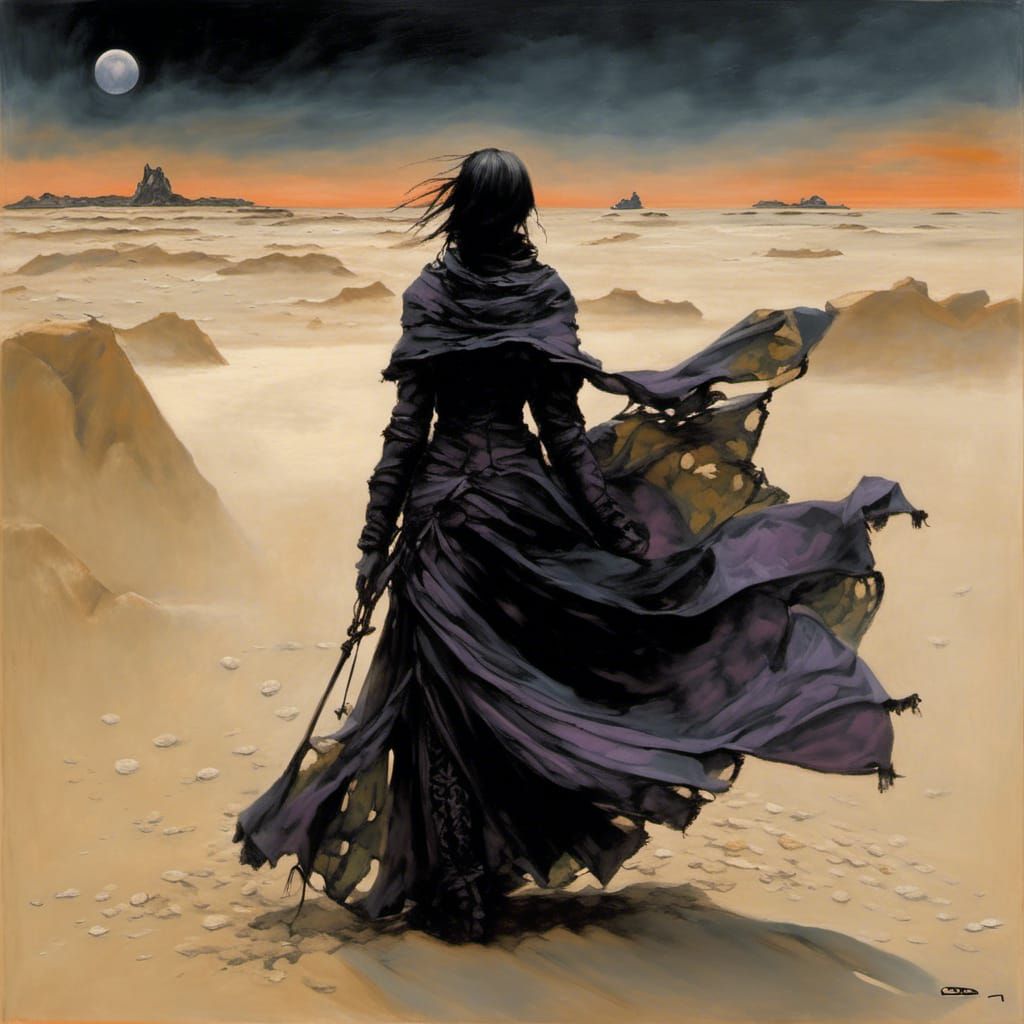 Gothic Victorian Woman Before Celestial Eclipse