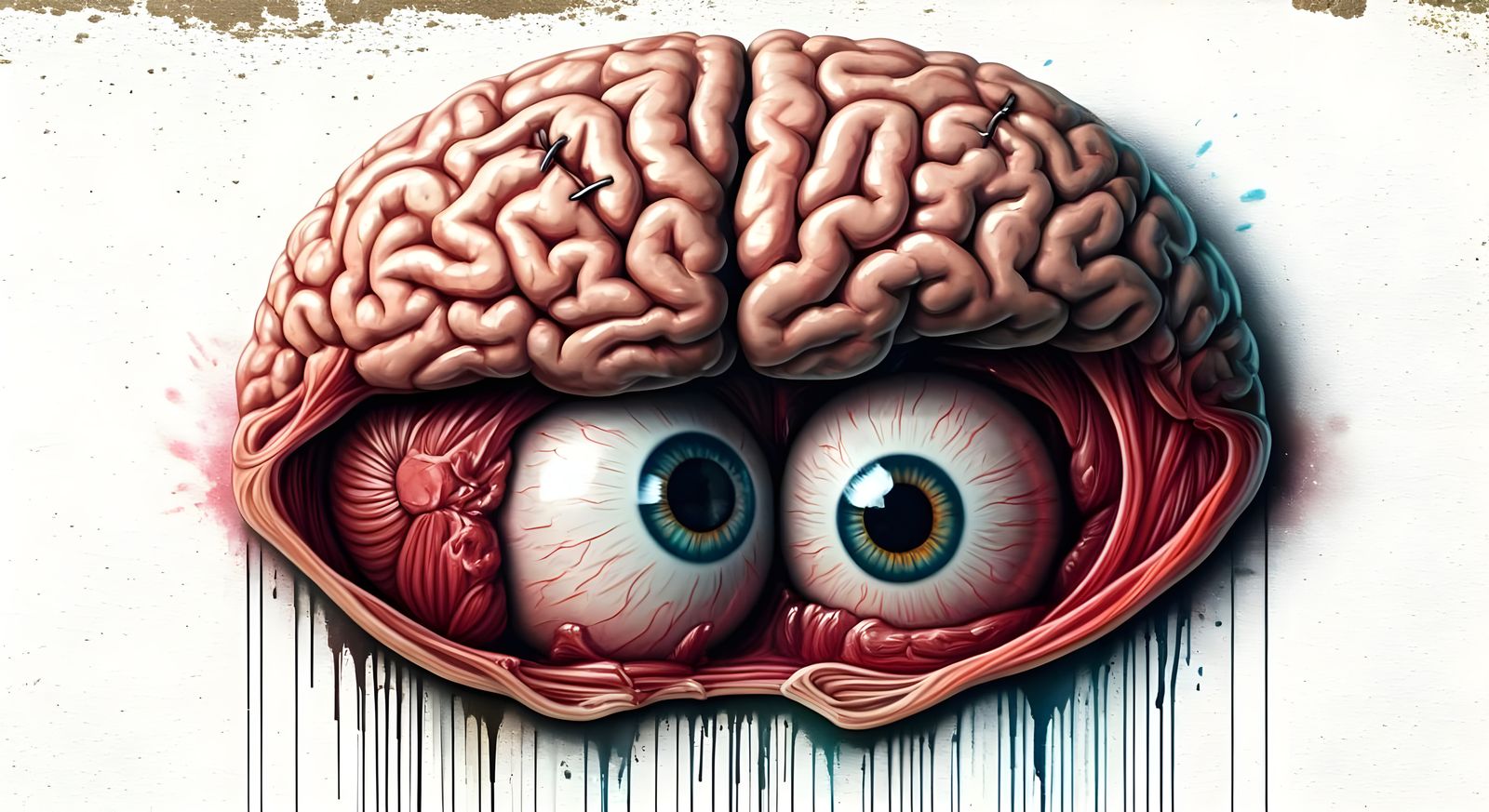Detailed Anatomical Brain Dissection on Canvas