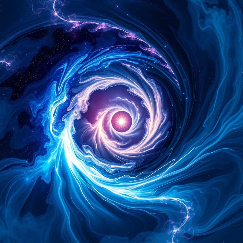 Cosmic Dance: Surreal Swirling Vortex of Light and Darkness