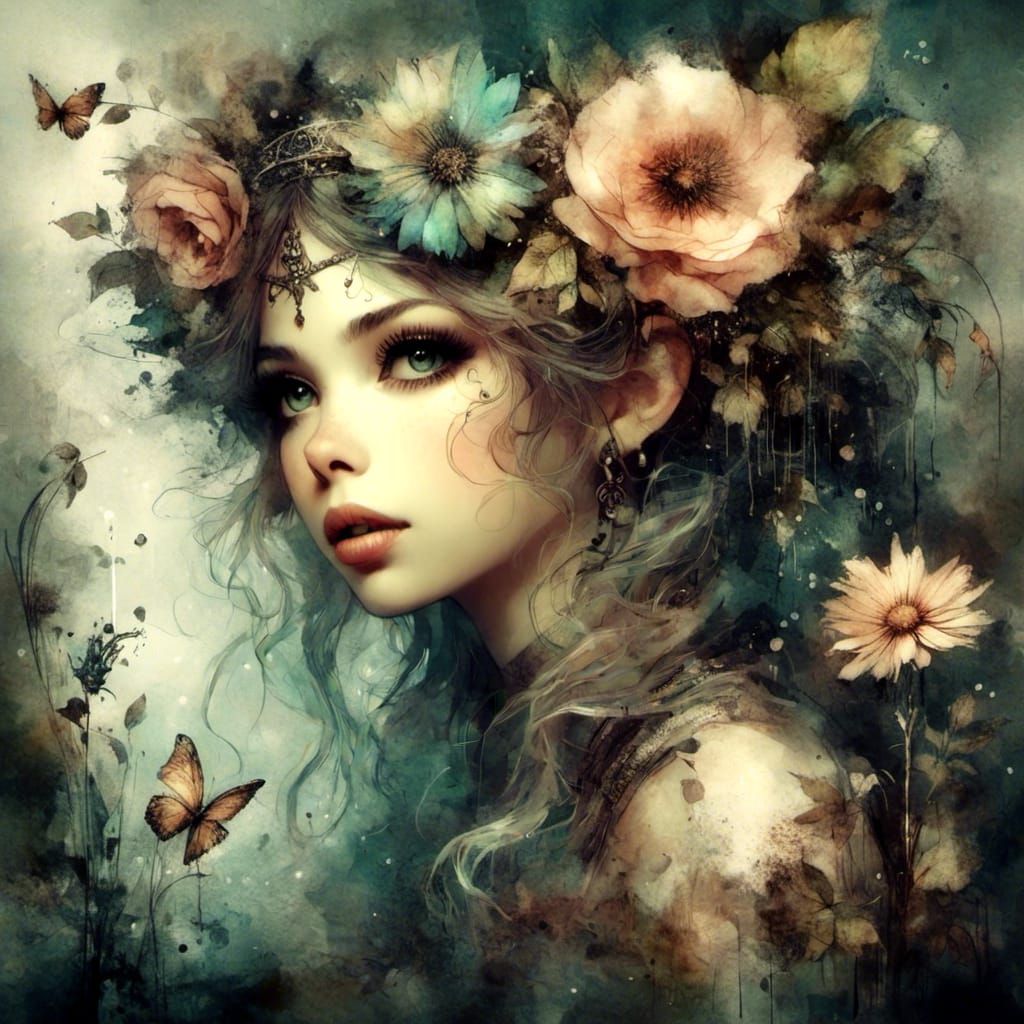 Beautiful Flower with Leaves on Stem