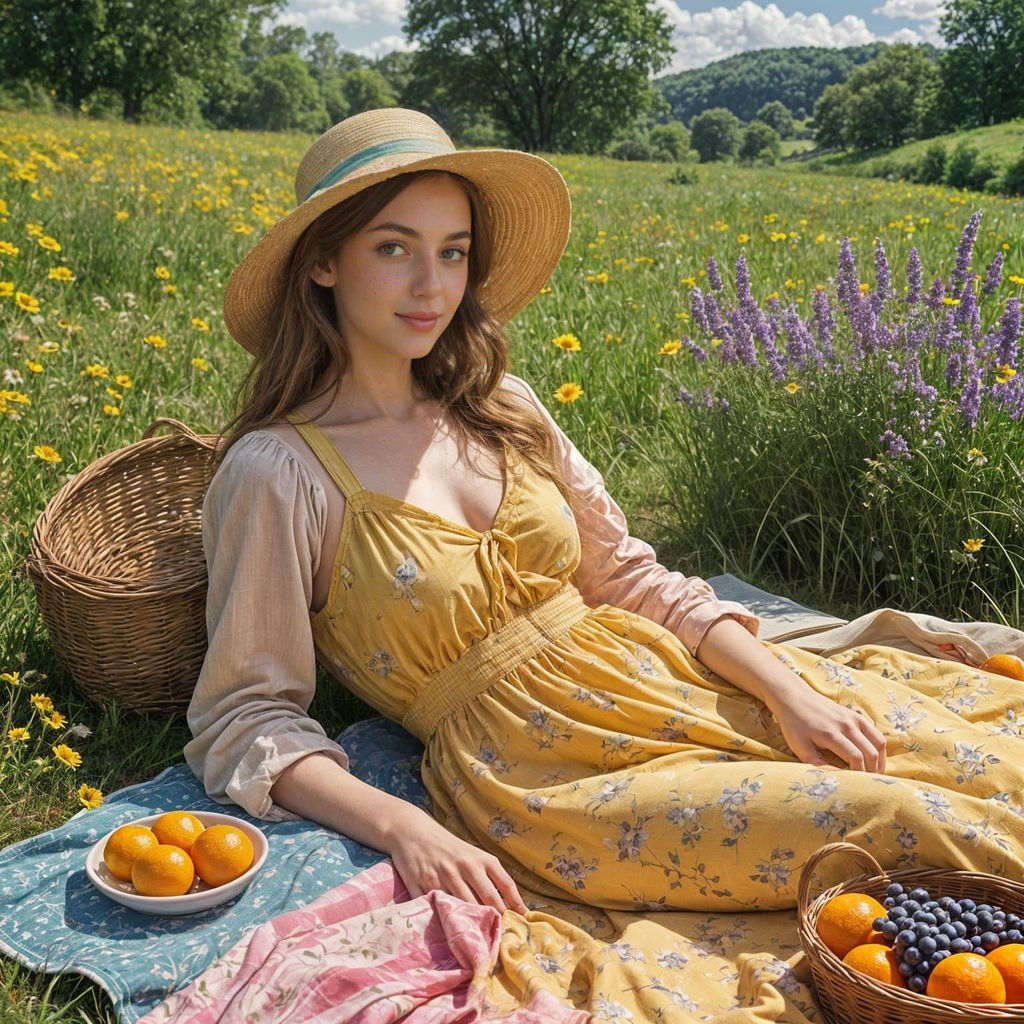 Serene Picnic Scene Under a Bright Blue Sky