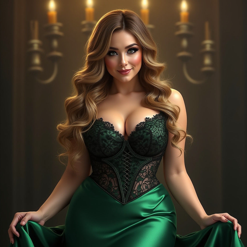 Emerald Stage: A Charcoal Drawing of Confidence