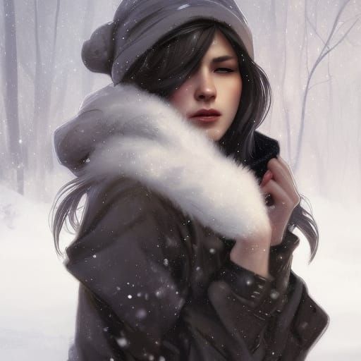 Detailed Portrait of Winter Woman, Trending Artstation