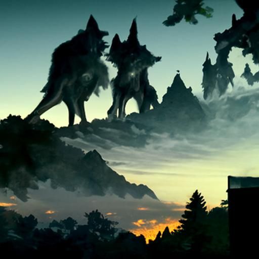 Midnight Wolves Watching Over the Dawn