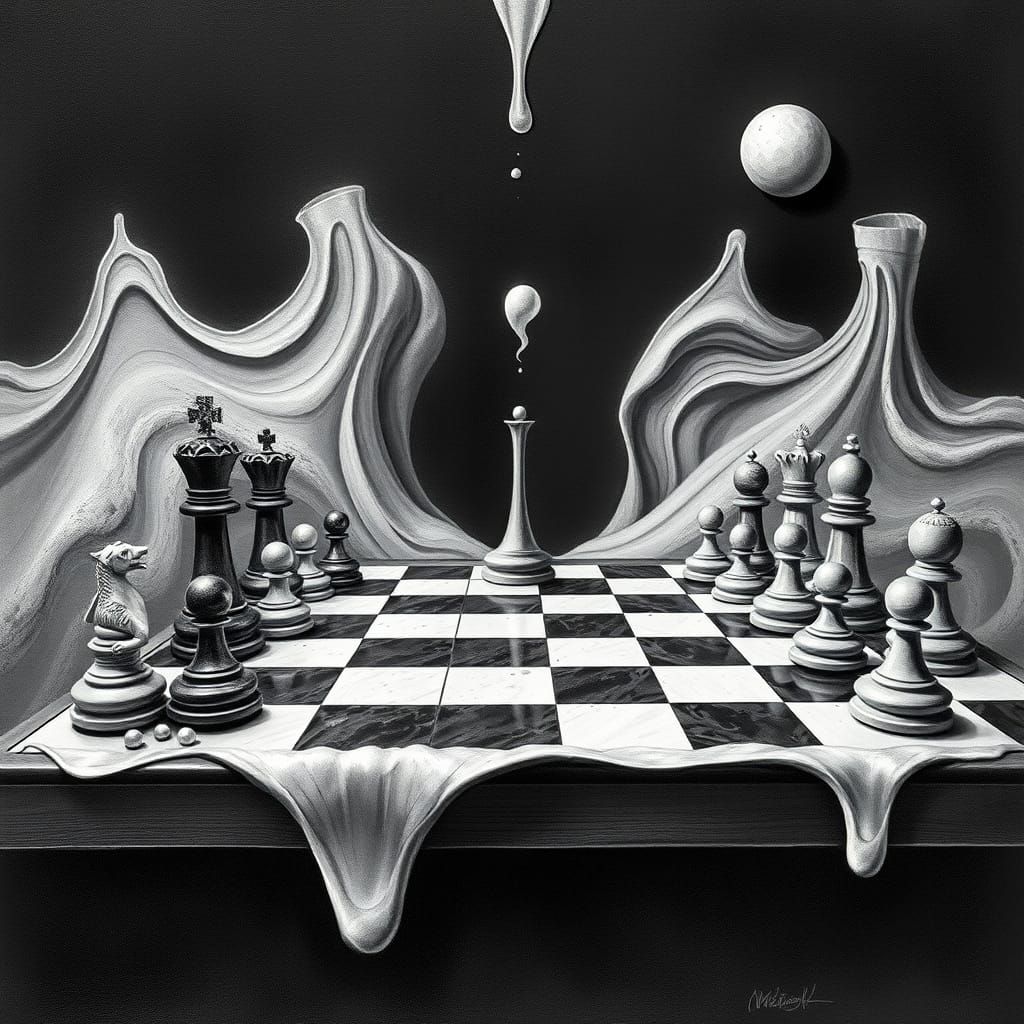Surreal Chessboard in Salvador Dali Style