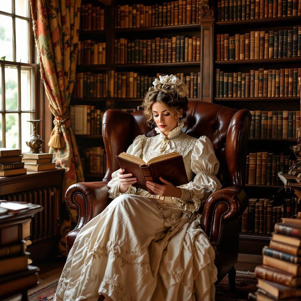 Cozy Reading Nook: Vintage Book & Golden Light