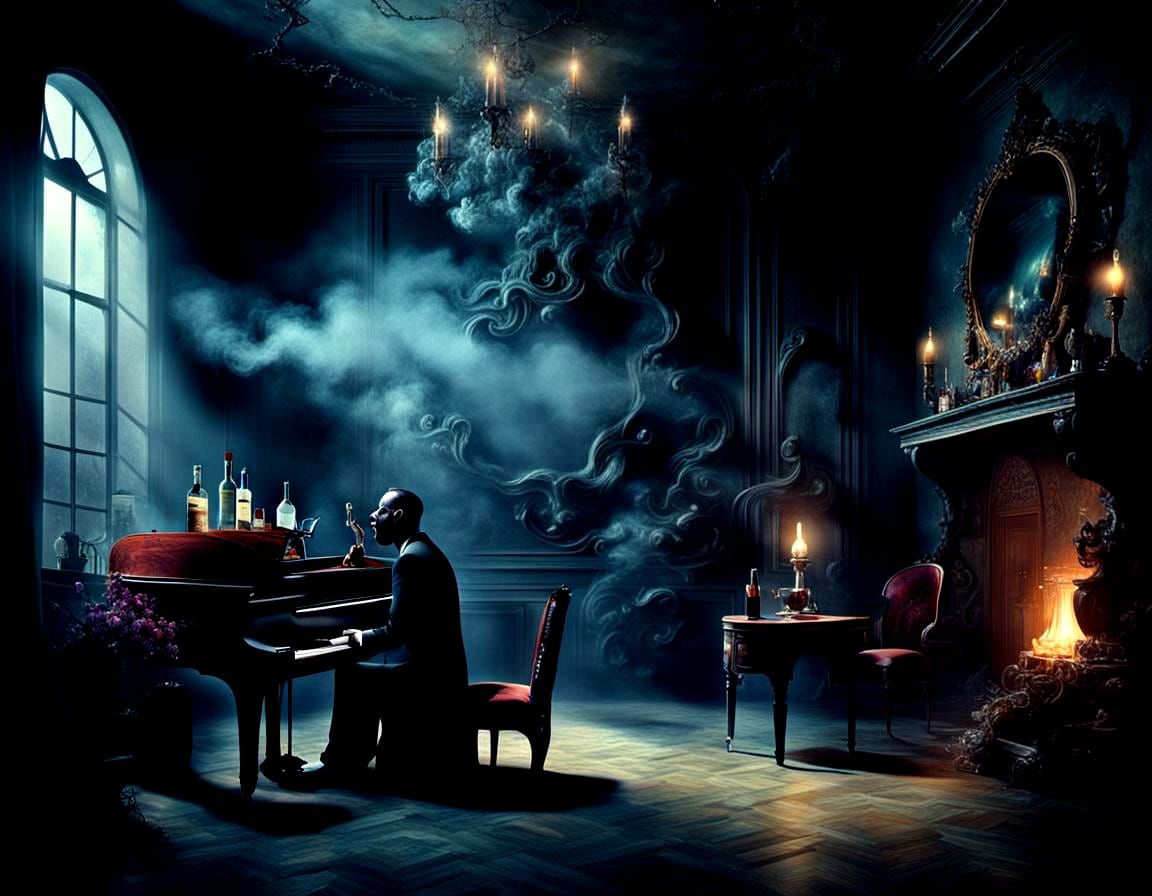 Singer in Smokey Room: Surreal 3D Render