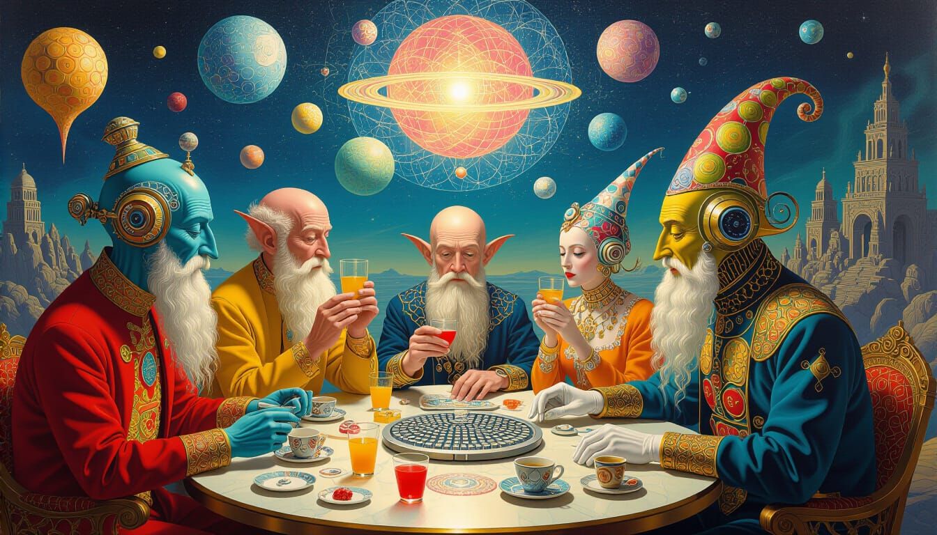 Psychedelic Utopia: Bosch-Style Galaxy Cafe