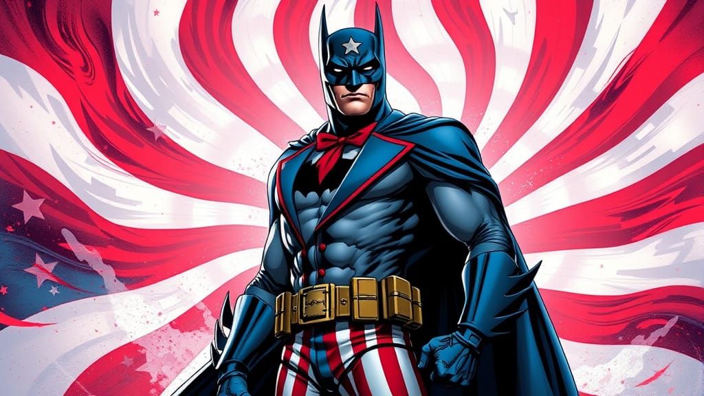 Batman as Uncle Sam in Americana Comic Style