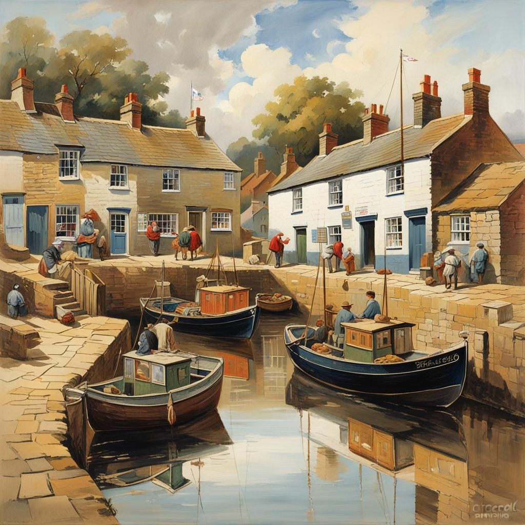 Vintage Yorkshire Fishing Village in Classic Style