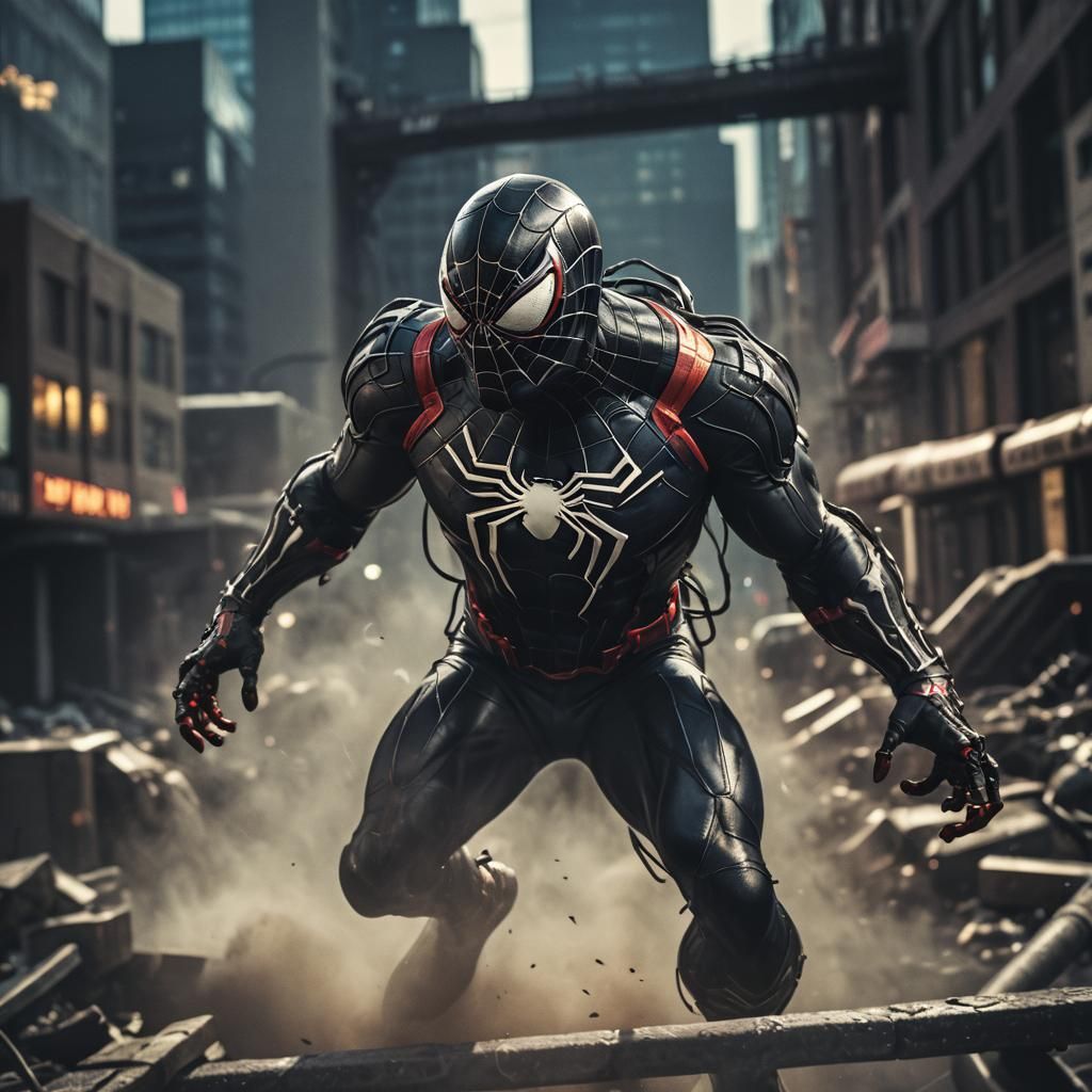 Spiderman Anti-Venom Suit Cinematic Film Still