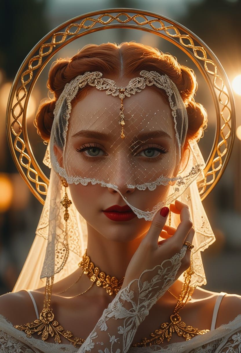 Redheaded Bride in Golden Light: Cinematic Portrait