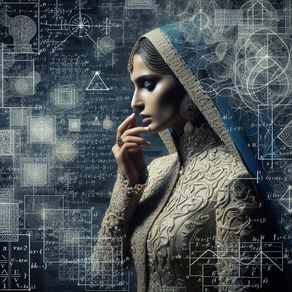 Conceptual Art: Woman Visualizing Mathematical Beauty
