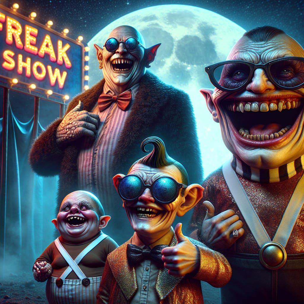 Comical Circus Outsiders Under a Blood Moon