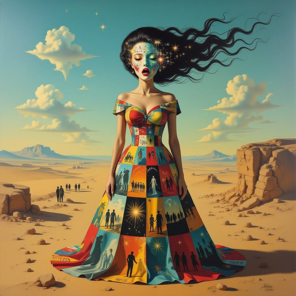 Surreal Woman of Time in Dali Style