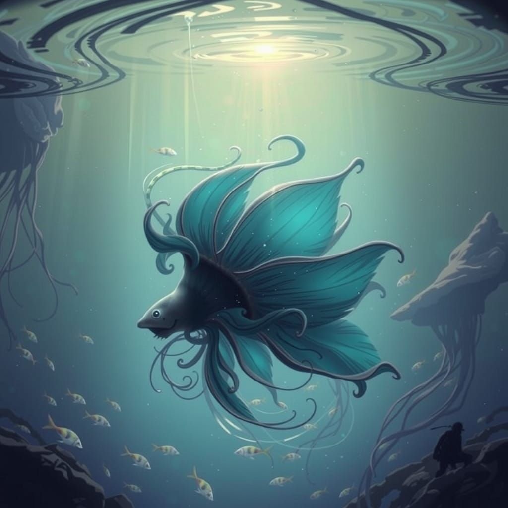 Ethereal Lotus Jellyfish Drifts through Oceanic Depths in a ...