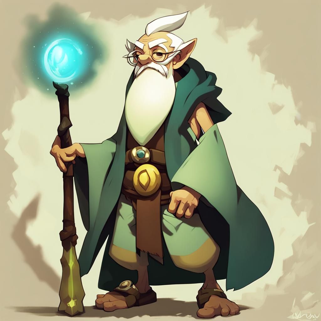 Wakfu Old Man in Digital Art Style