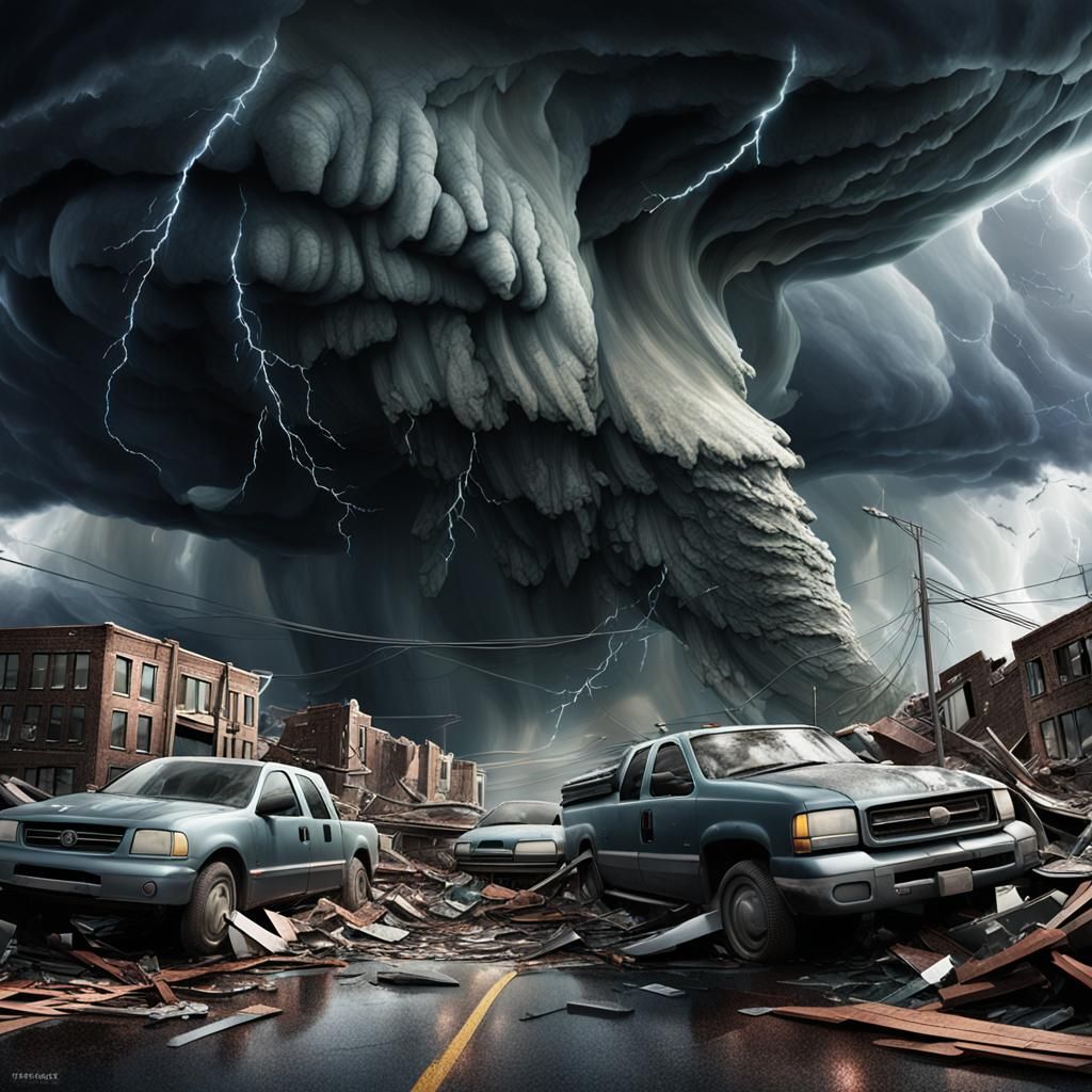 Hyper-Realistic Tornado Renders Urban Destruction