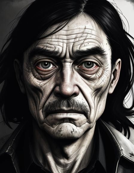 Haunting Expressionist Portrait of Old Man's Regret