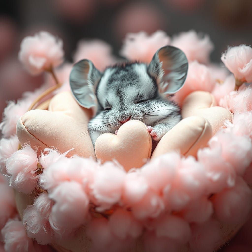 Whimsical Cloud-Born Chinchilla in Pastel Paradise
