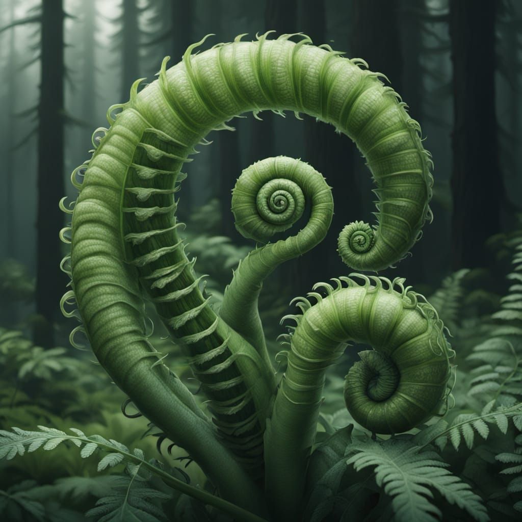 Emerald Fiddlehead Fern Unfurls in Lush, Natural Landscape