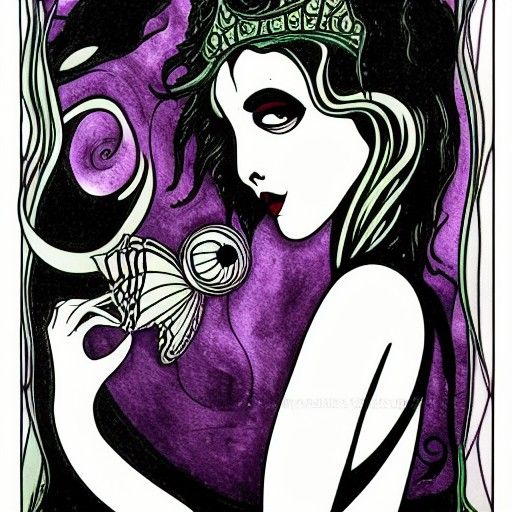 Lesbian Alien Princess in Art Nouveau Style