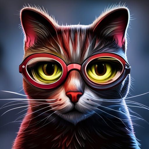 Hipster Cat in Digital Graffiti Art, 8K Render