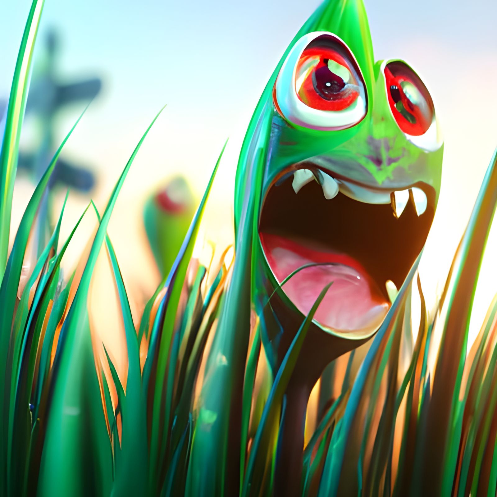 Screaming Blade of Grass in Grassy Field