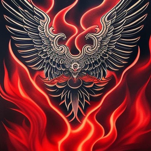 Phoenix Rising Tattoo in Japanese Irezumi Style