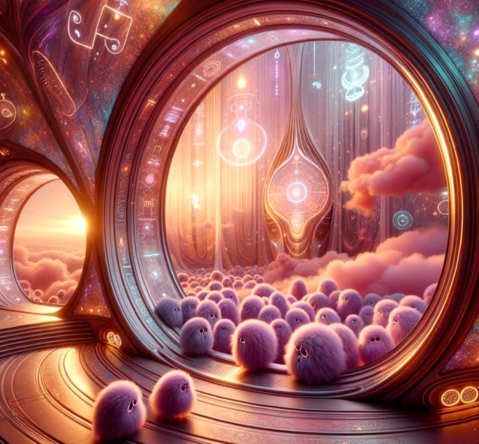 Fluffy Purple Aliens on Spaceship Journey