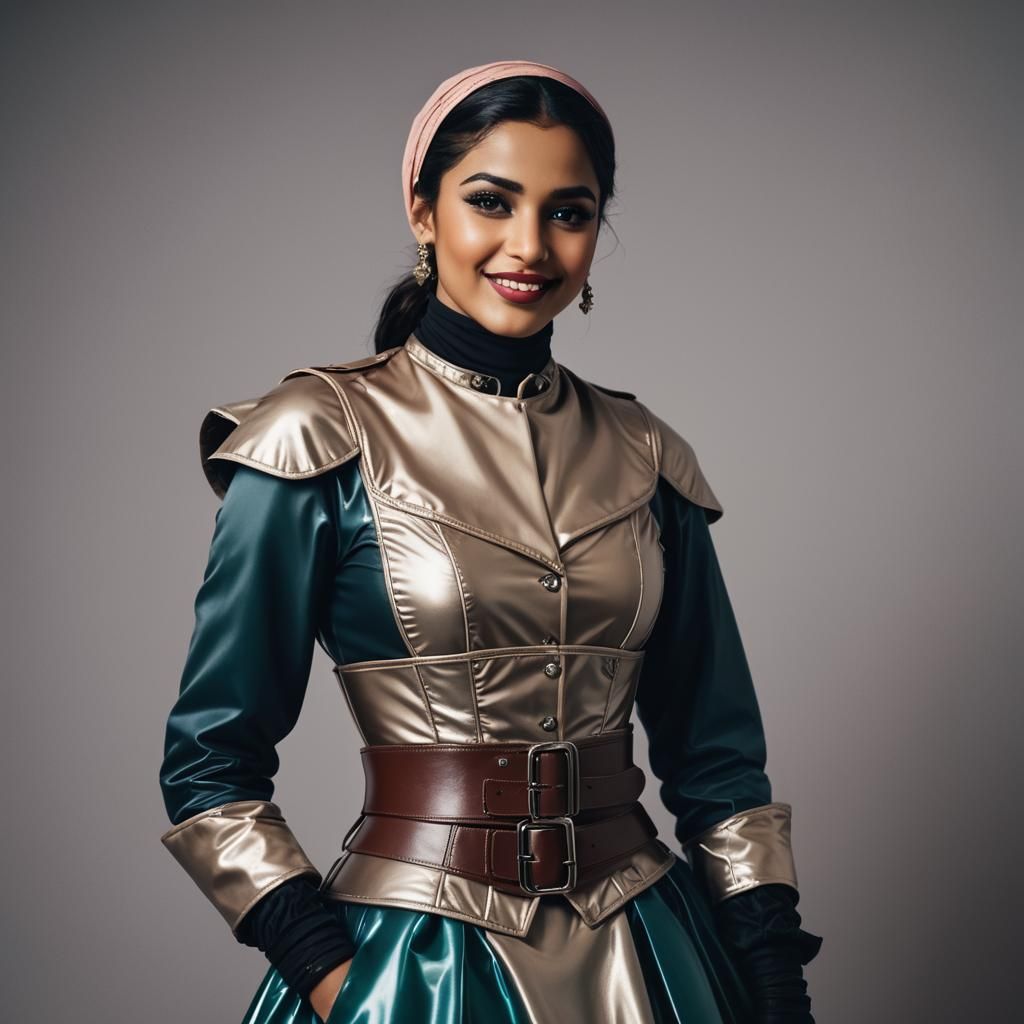 happy foreign girl, modern dress, middle eastern style.