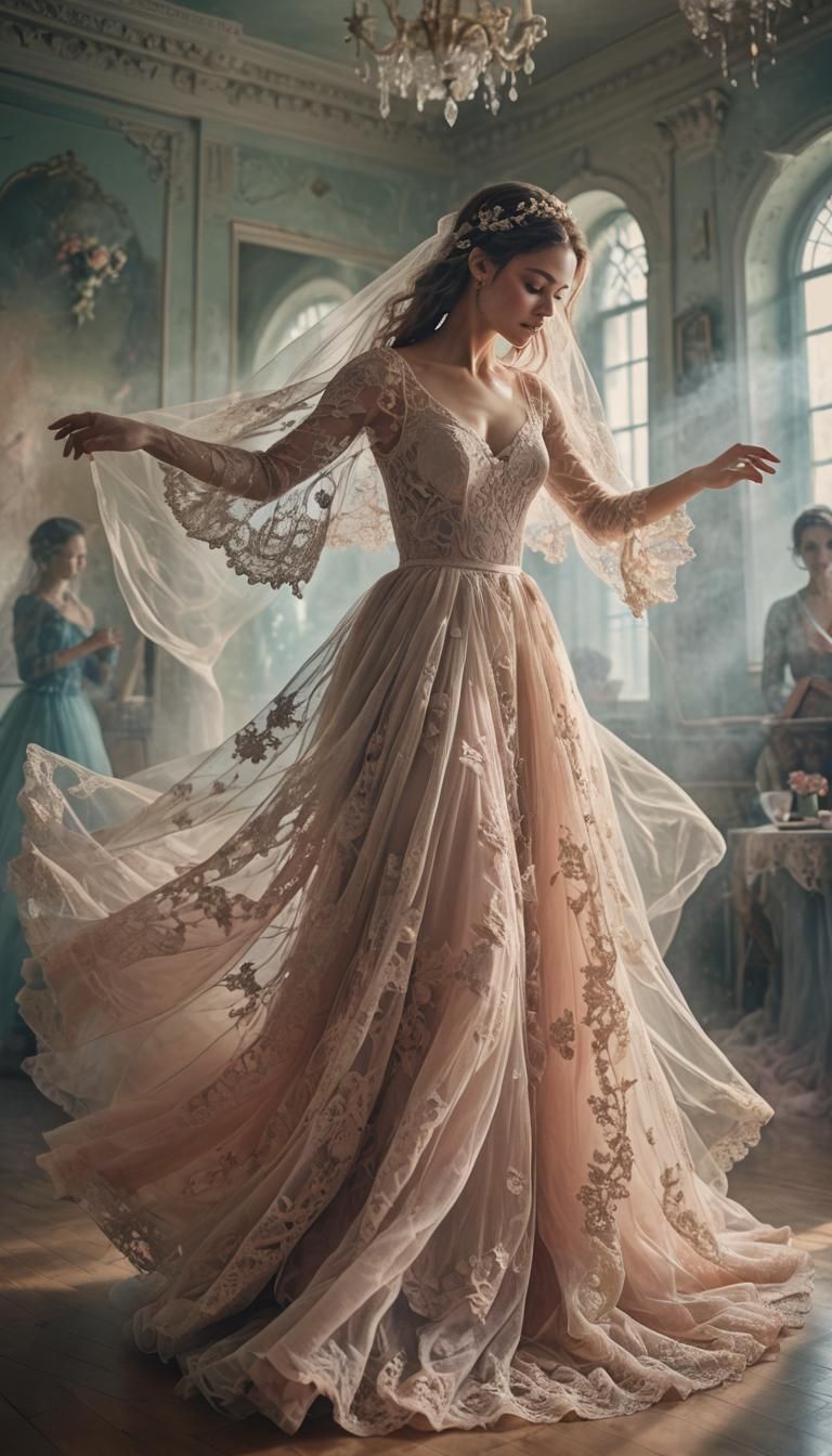 Enchanting Dancer in Veils: Alcohol Ink Art