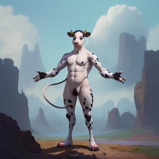 Anime Style Anthropomorphic Dairy Cow Man