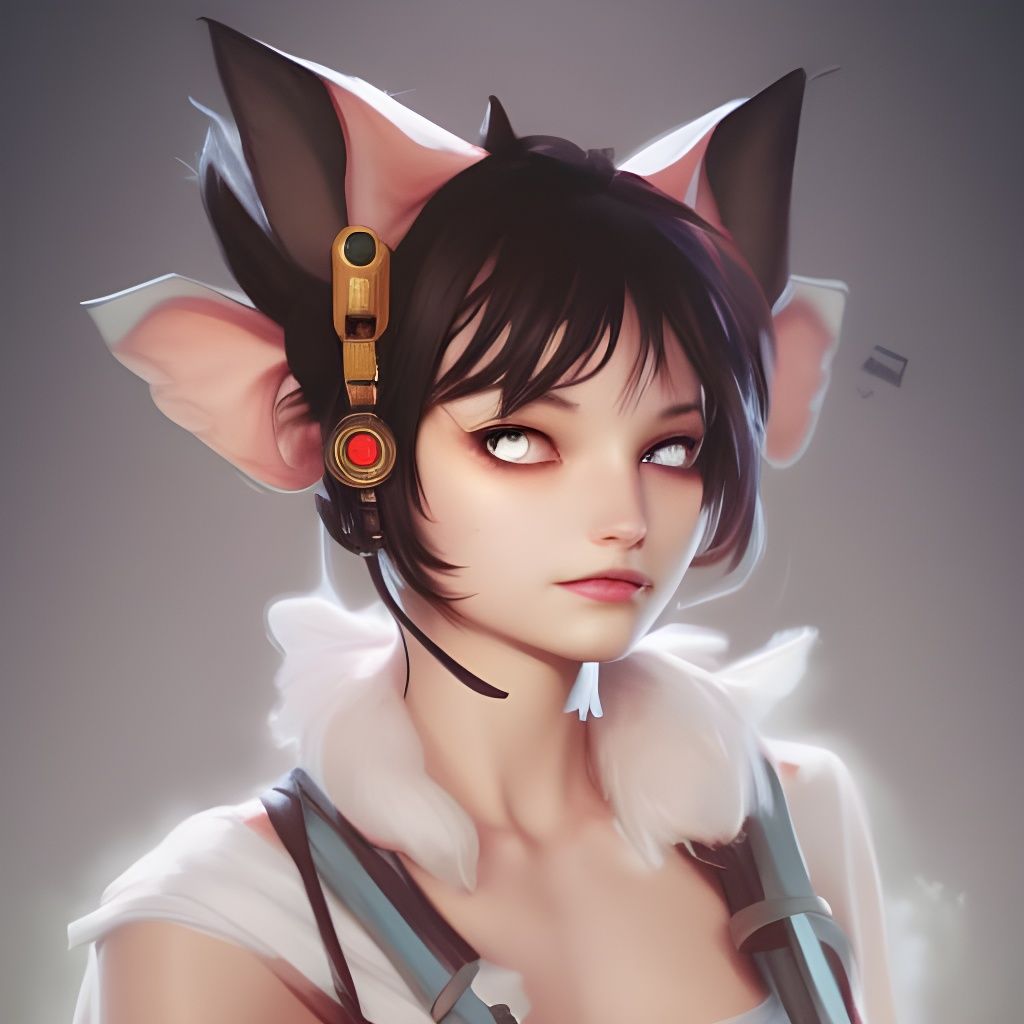 Detailed Moogle Portrait in Art Nouveau Style