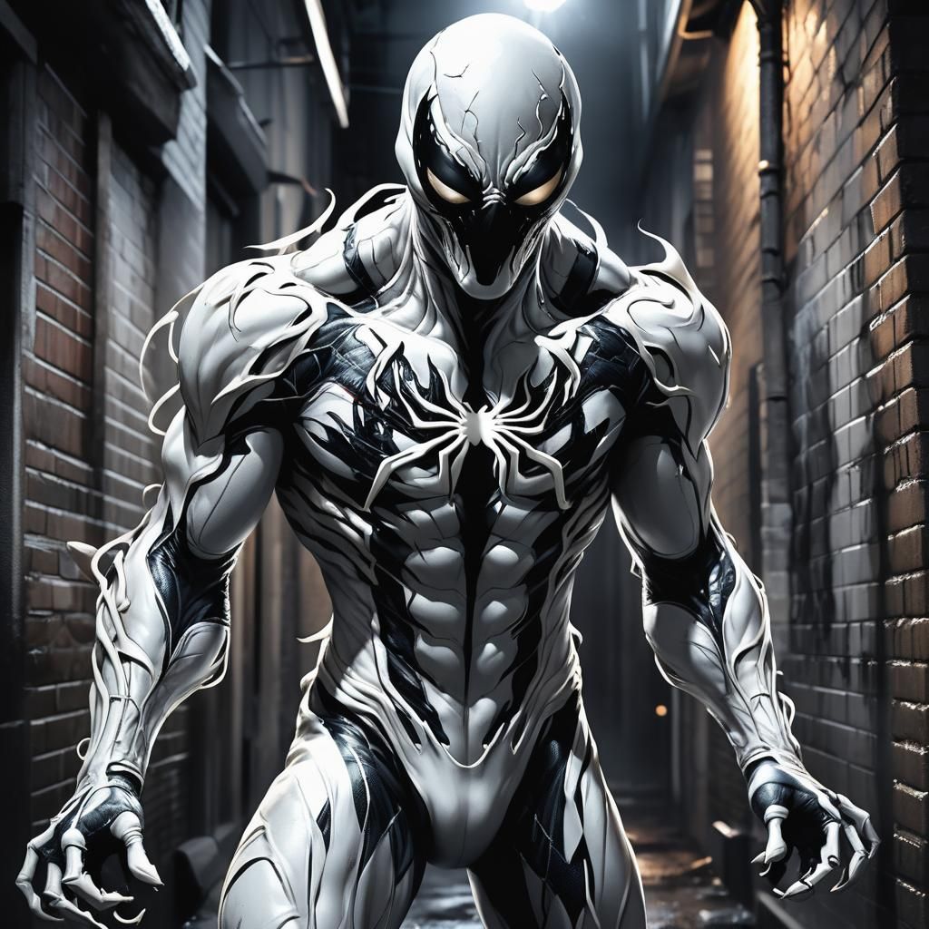 Anti-Venom in Gritty Alleyway: Marvel Comic Art