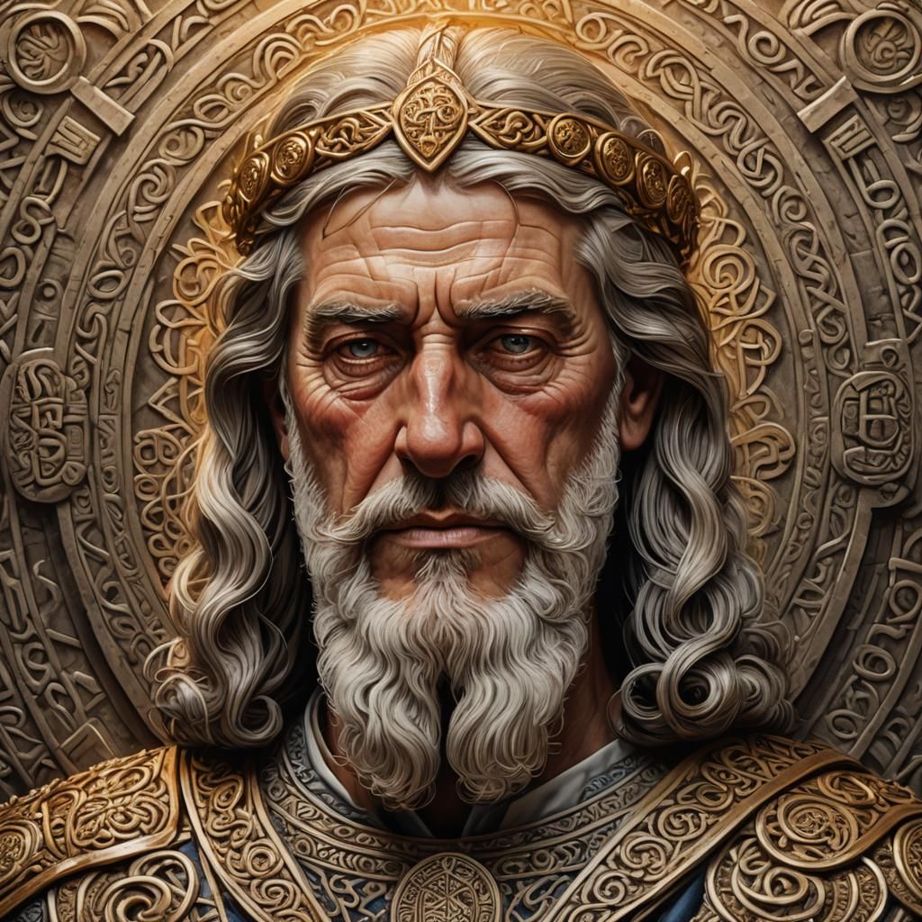 King Constantine II Portrait in Historical Realism