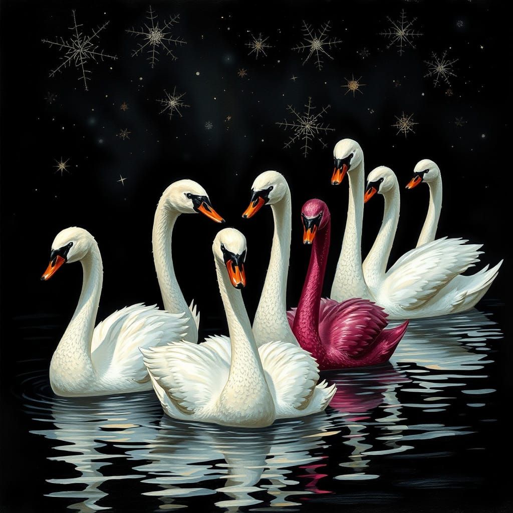 Swans in Sinister Metallic Hues