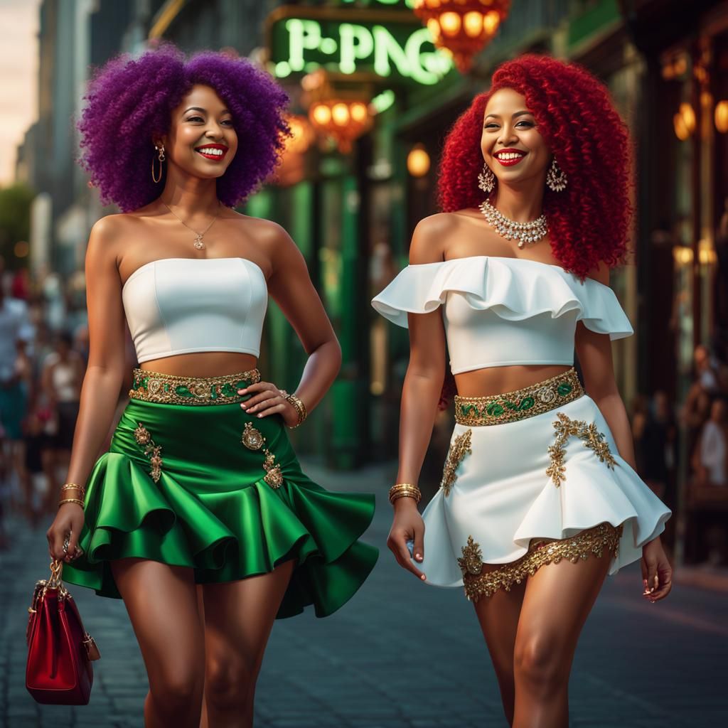 Latina Women in Lavish Attire: Digital Art