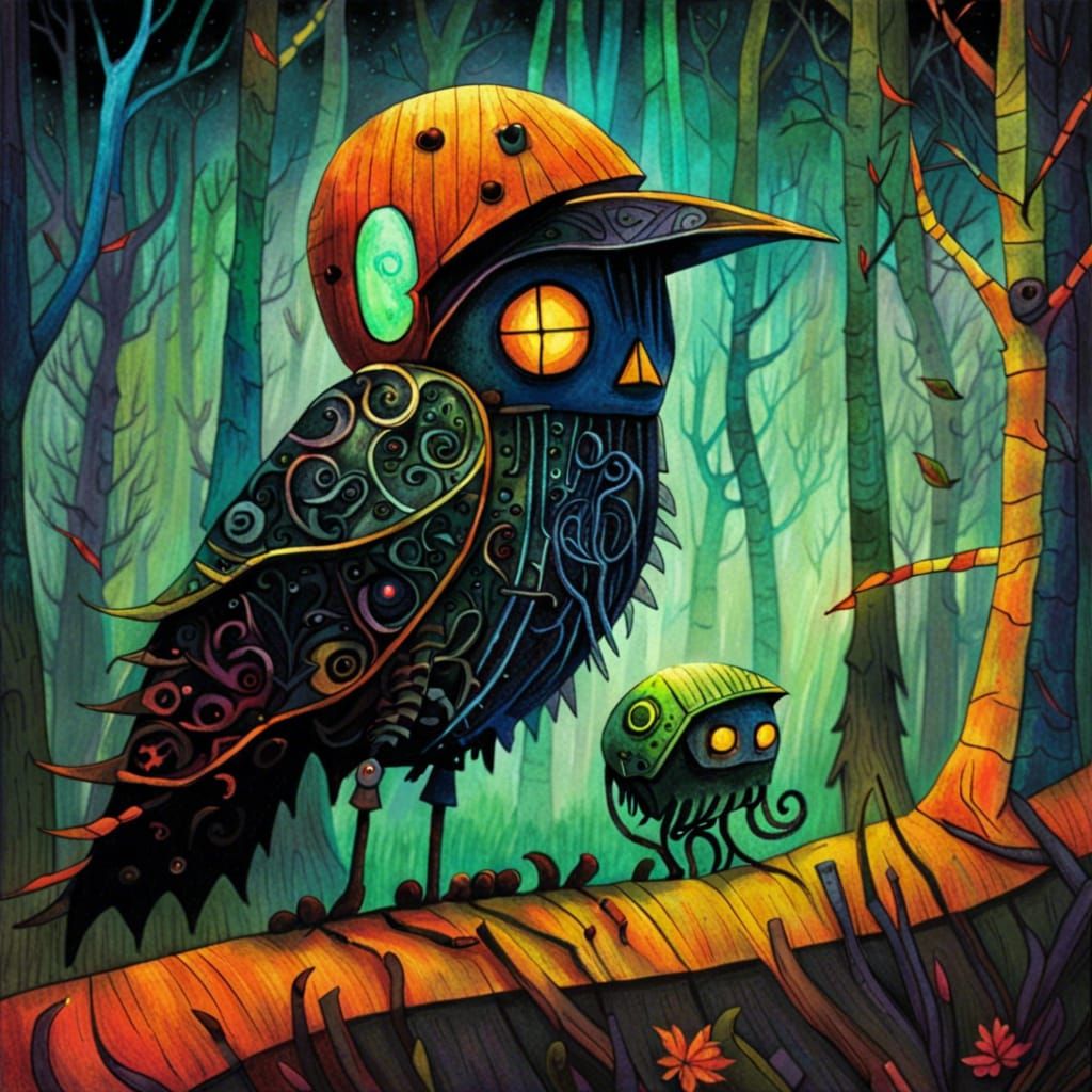 Glowing Spooky Forest Inspired by Klee and Jones