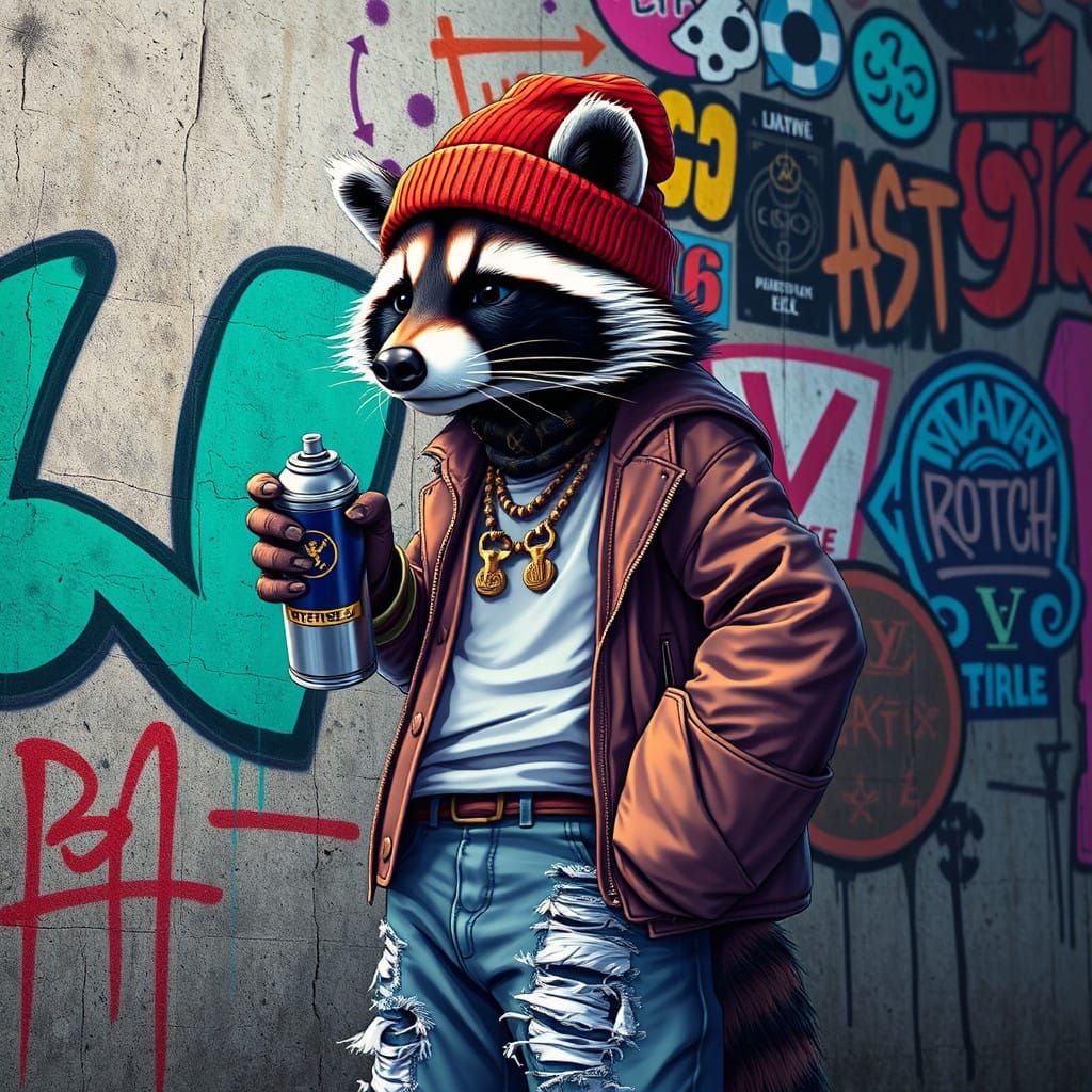 Raccoon Street Artist Unites Graffiti and Haute Couture